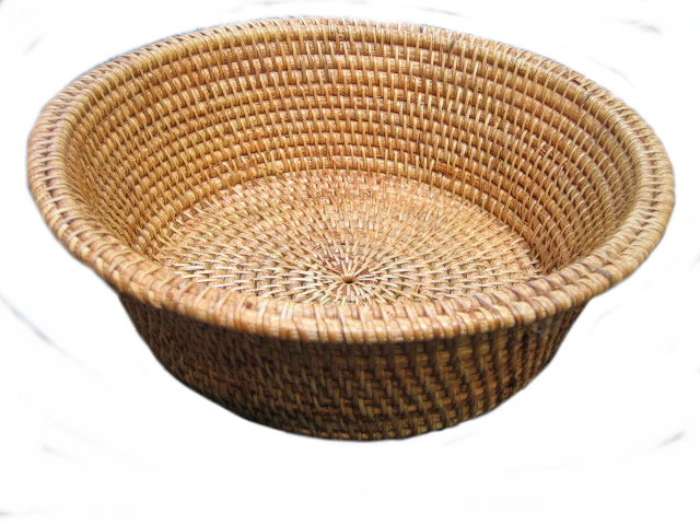 rattan basket round shallow